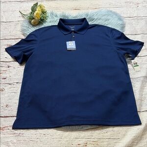 NWT Van Heusen Air Classic Fit Blue Depths Short Sleeve Polo Shirt sz L